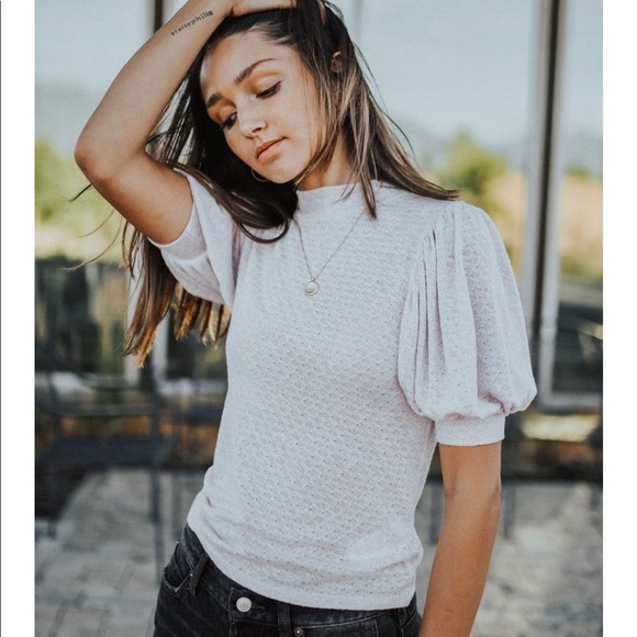 Free People Good Luck Top Puff Sleeves Pink Nectar - Picture 3 of 10